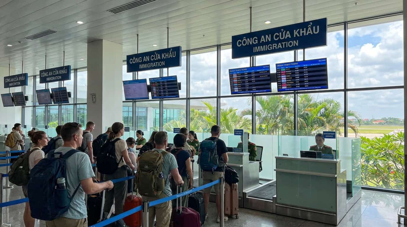 Vietnam airport immigration travelers passport control Southeast Asia