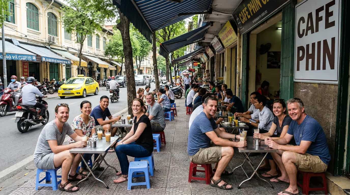 Expat life Ho Chi Minh City outdoor cafe happy residents Saigon street