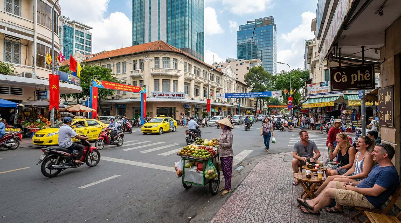 District 1 Saigon daily life Vietnamese and expat community vibrant