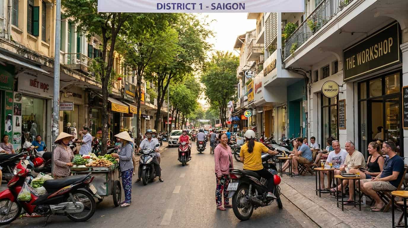District 1 Saigon daily life Vietnamese and expat community vibrant