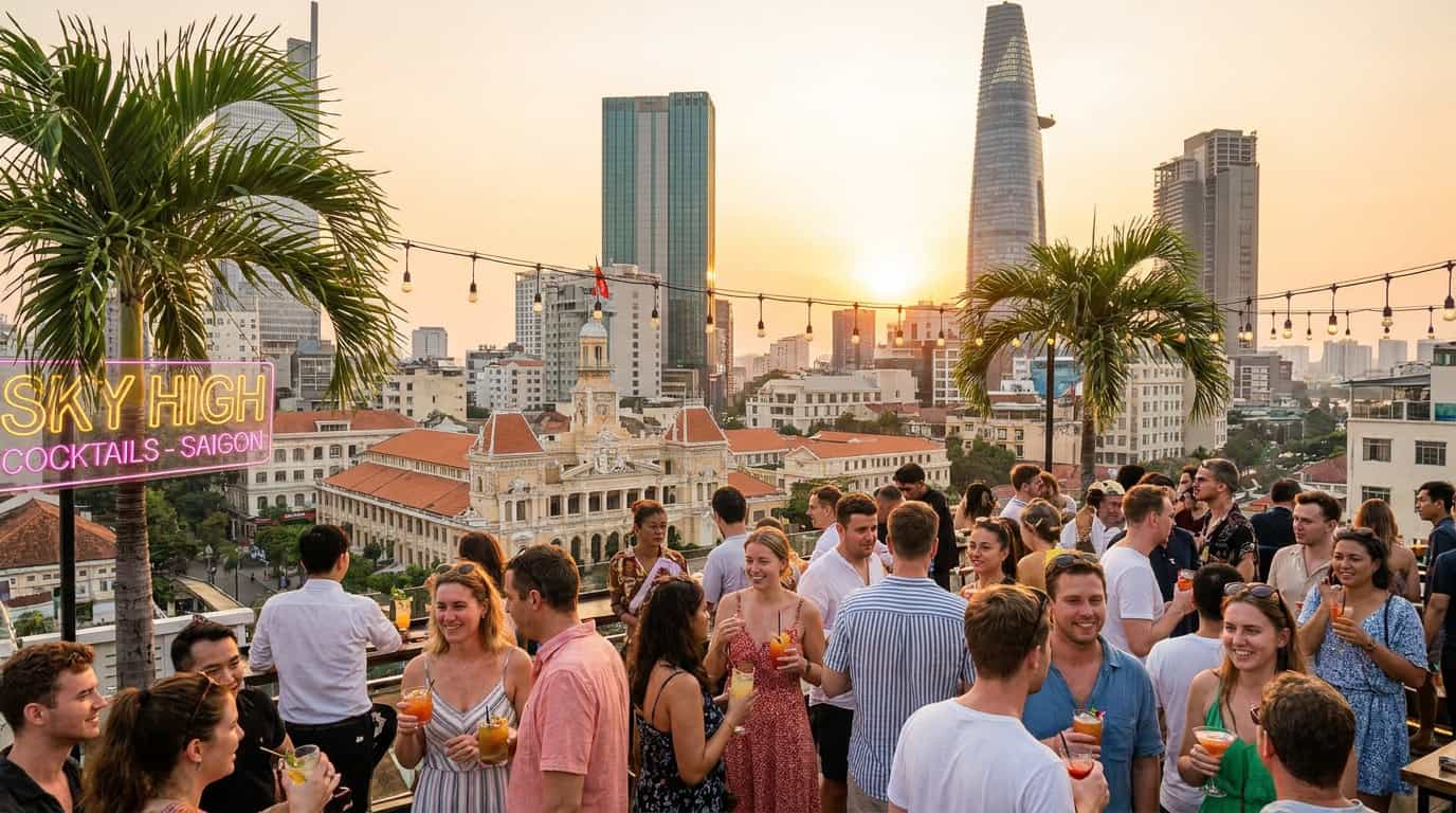 Vietnam Rooftop Bar Ho Chi Minh City Sky High Cocktails City Views Southeast Asi
