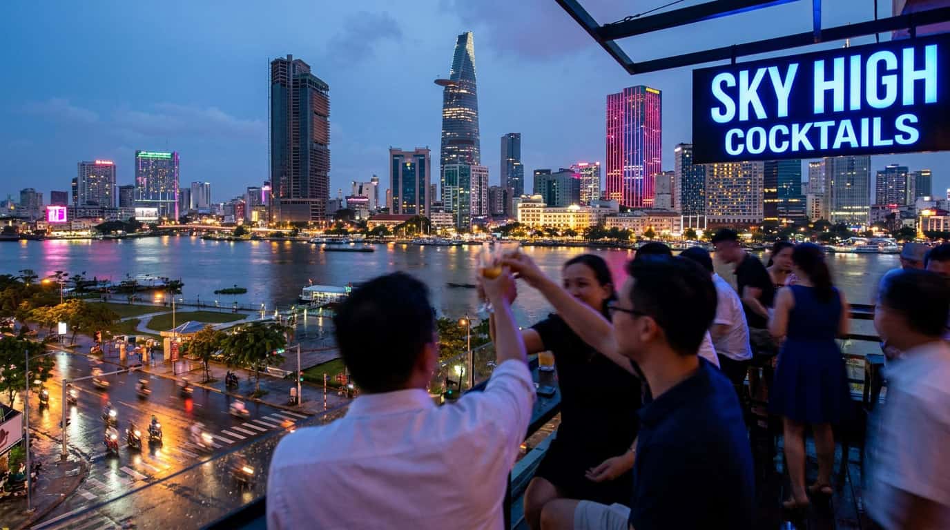 Saigon District 1 Rooftop Bar Ho Chi Minh City Sky High Cocktails City Views urb