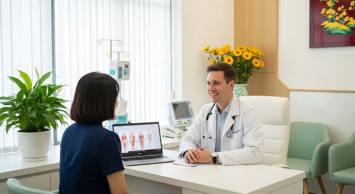 Healthcare Vietnam expat medical consultation clean clinic interior