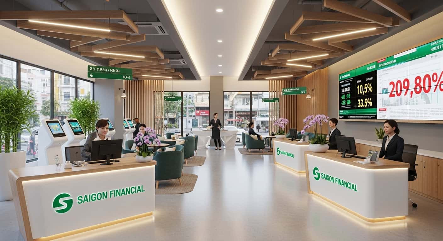 Bank branch Vietnam modern interior financial services Saigon